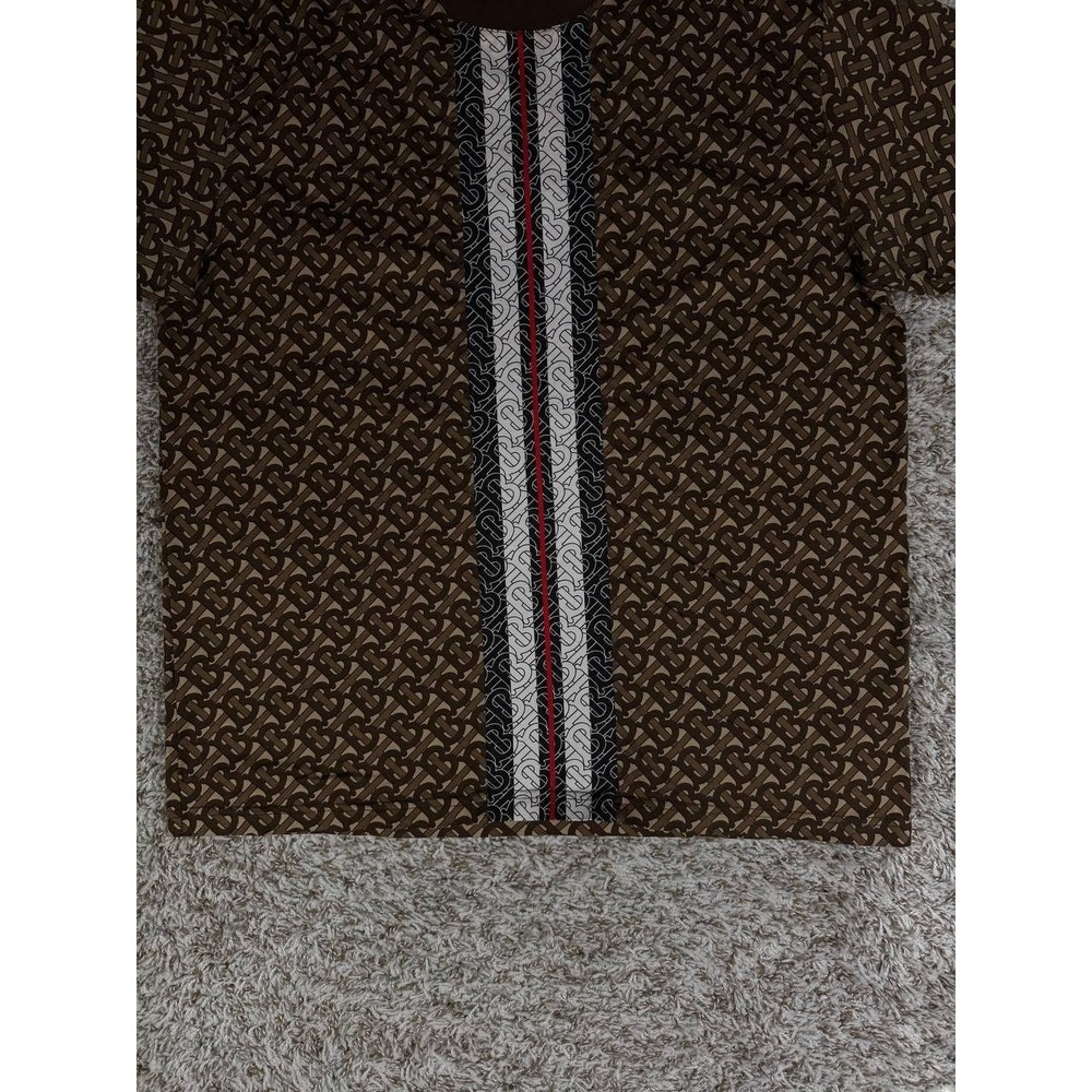 Burberry Stripe Monogram Short Sleeve Brown T-Shirt Men's Size Medium - Picture 3 of 12